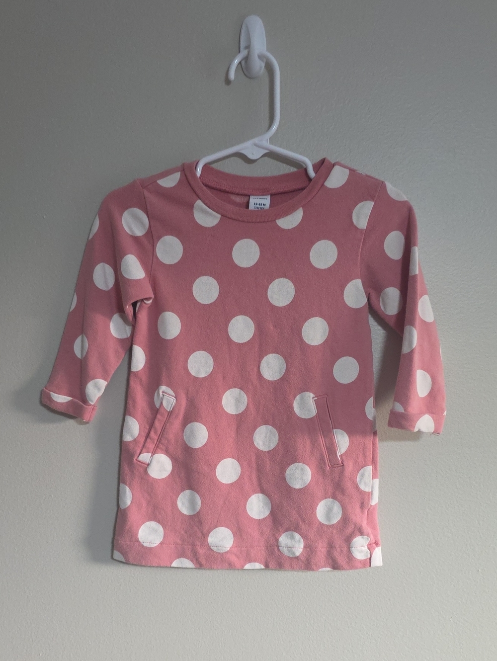 Old Navy Pink Polka Dot Long-Sleeve Tunic